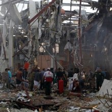  destruction - Saudi-Led Airstrikes Blamed for Massacre at Funeral in Yemen