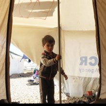  S-ZA-conflict - UN agency expanding camps around Mosul to cope with surge in displacement [This three-year-old boy arrived just two days ago at one of UNHCR’s camps for displaced families fleeing conflict in West Mosul. Photo: UNHCR/Caroline Gluck]